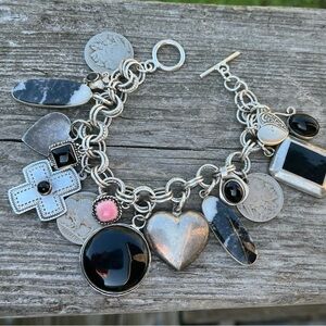 Native Silver and Black Charm Bracelet
